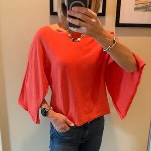 Cashmere Silk Dramatic Coral Sweater